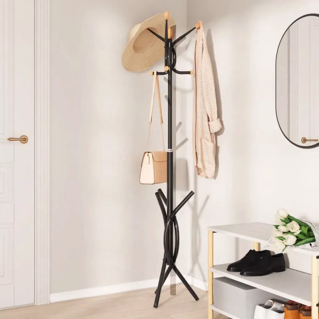 Berkfield Home Industrial Tripod Coat Stand in Matt Black, Height: 176 cm – 2