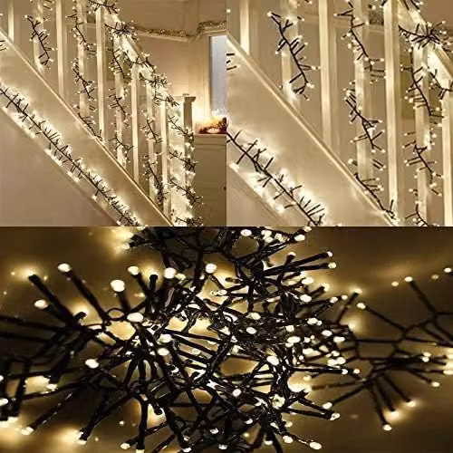 Shatchi 480 LED Green Cable Cluster Christmas Lights with Multifunction Controller and 8 Effects in Orange – 1