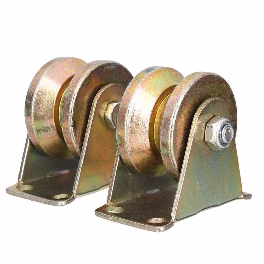 NESTLUNE 4-Pack Heavy Duty Sliding Gate Rollers with 2-inch Groove in Gold Steel – 3