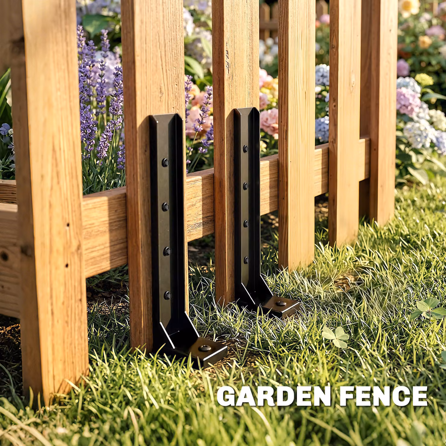 Outsunny 2 Pack Black Metal Fence Post Repair Kit with Ground Spikes, Height: 81 cm – 6