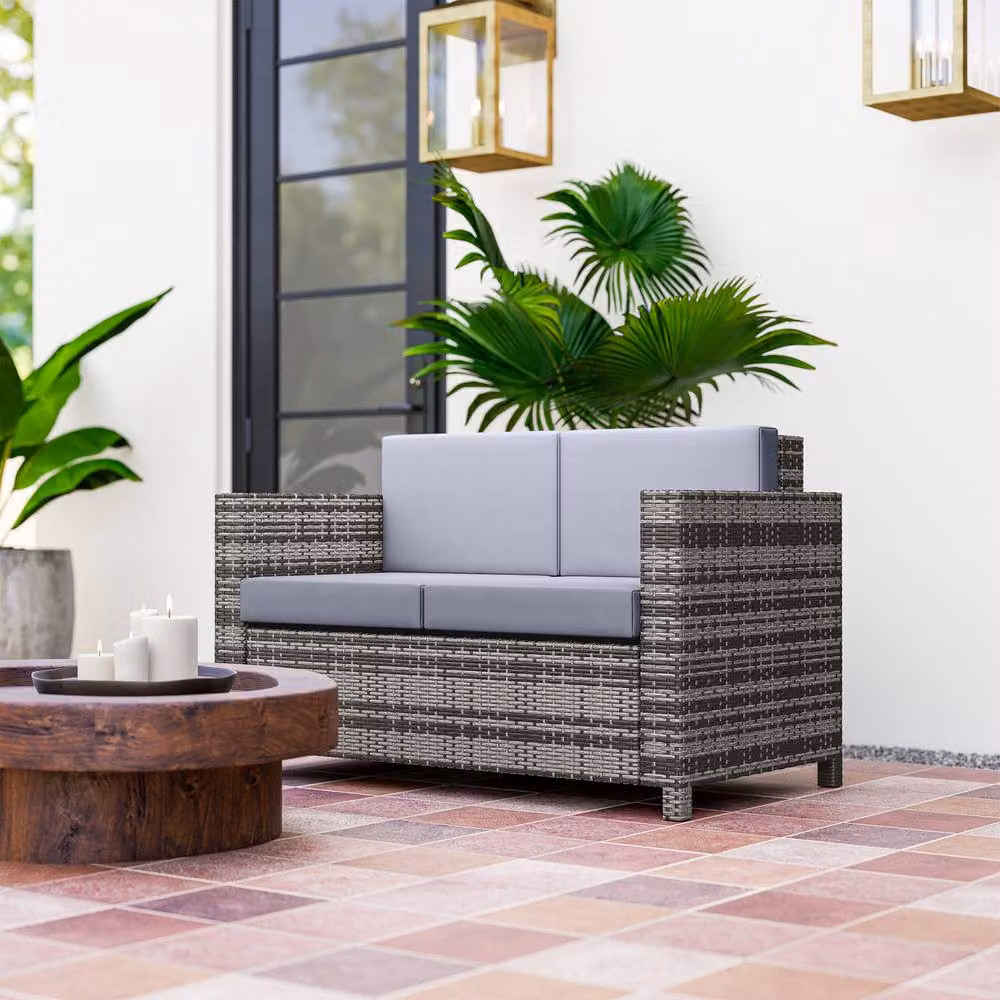 STILVORA 2 Seater Sofa with Cushions and Armrests in Grey – 2