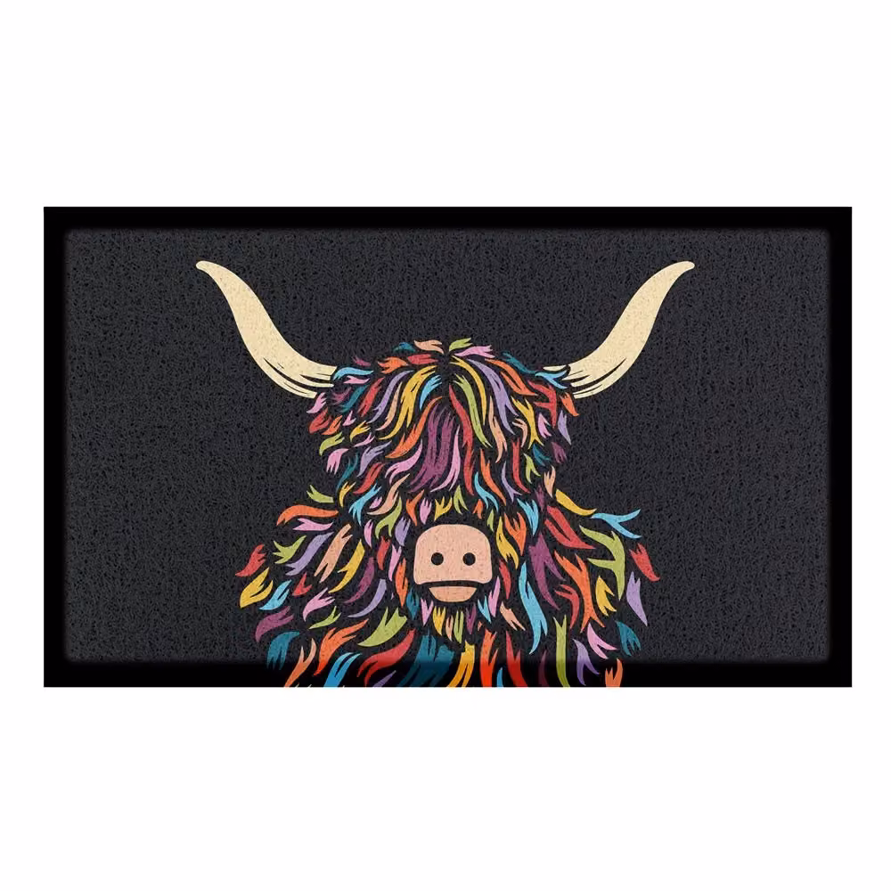 Artsy Mats Highland Cow Multicolour Indoor Outdoor Doormat W/D: 70 x 40 cm – 2