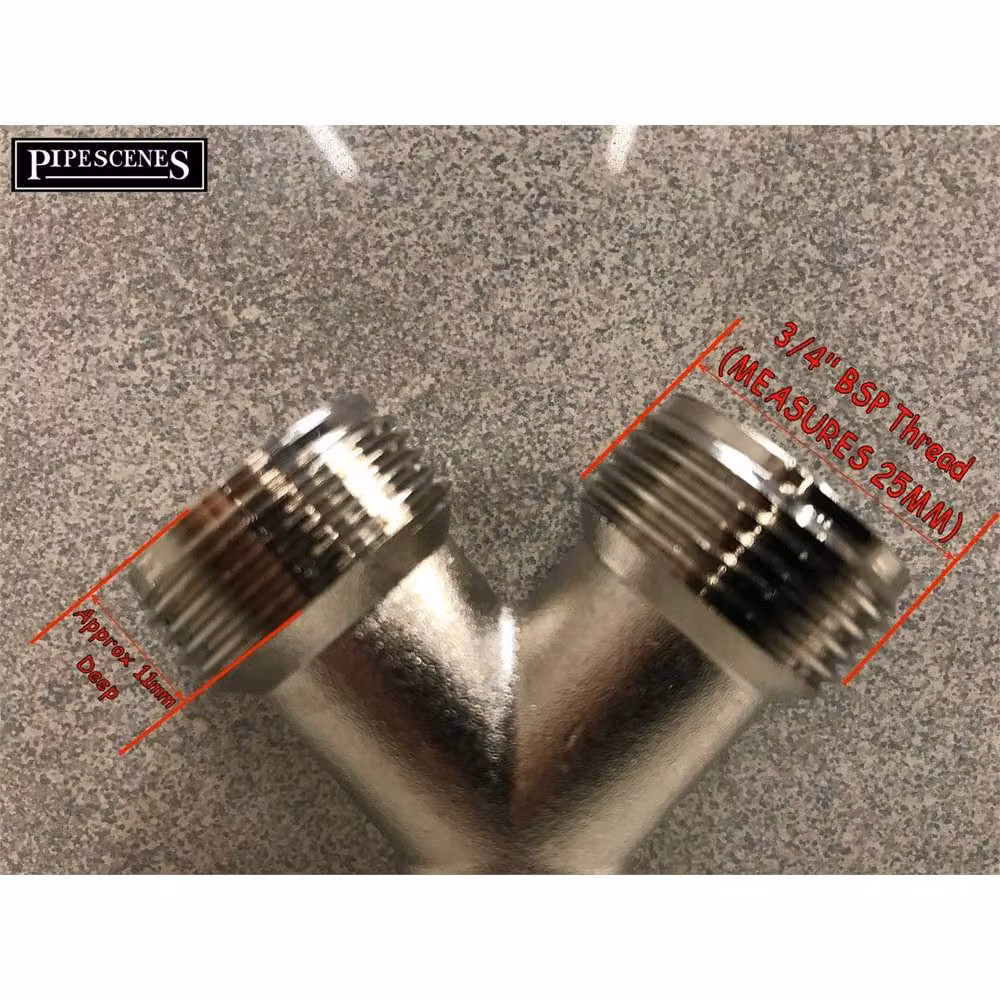 Nordara Silver Y Splitter Kit for Washing Machine and Dishwasher Taps, 3/4 inch Brass Construction – 1
