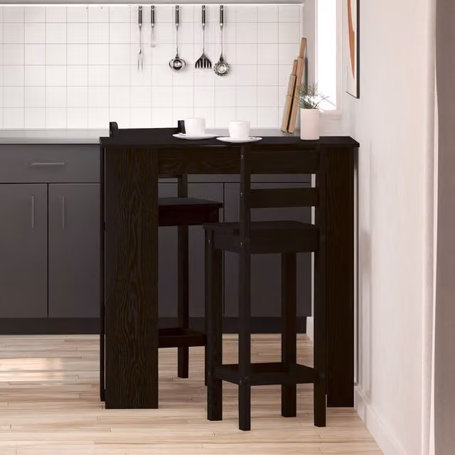 Berkfield Home Bar Table with Shelf, Black Oak, W/D/H: 102 x 50 x 103.5 cm