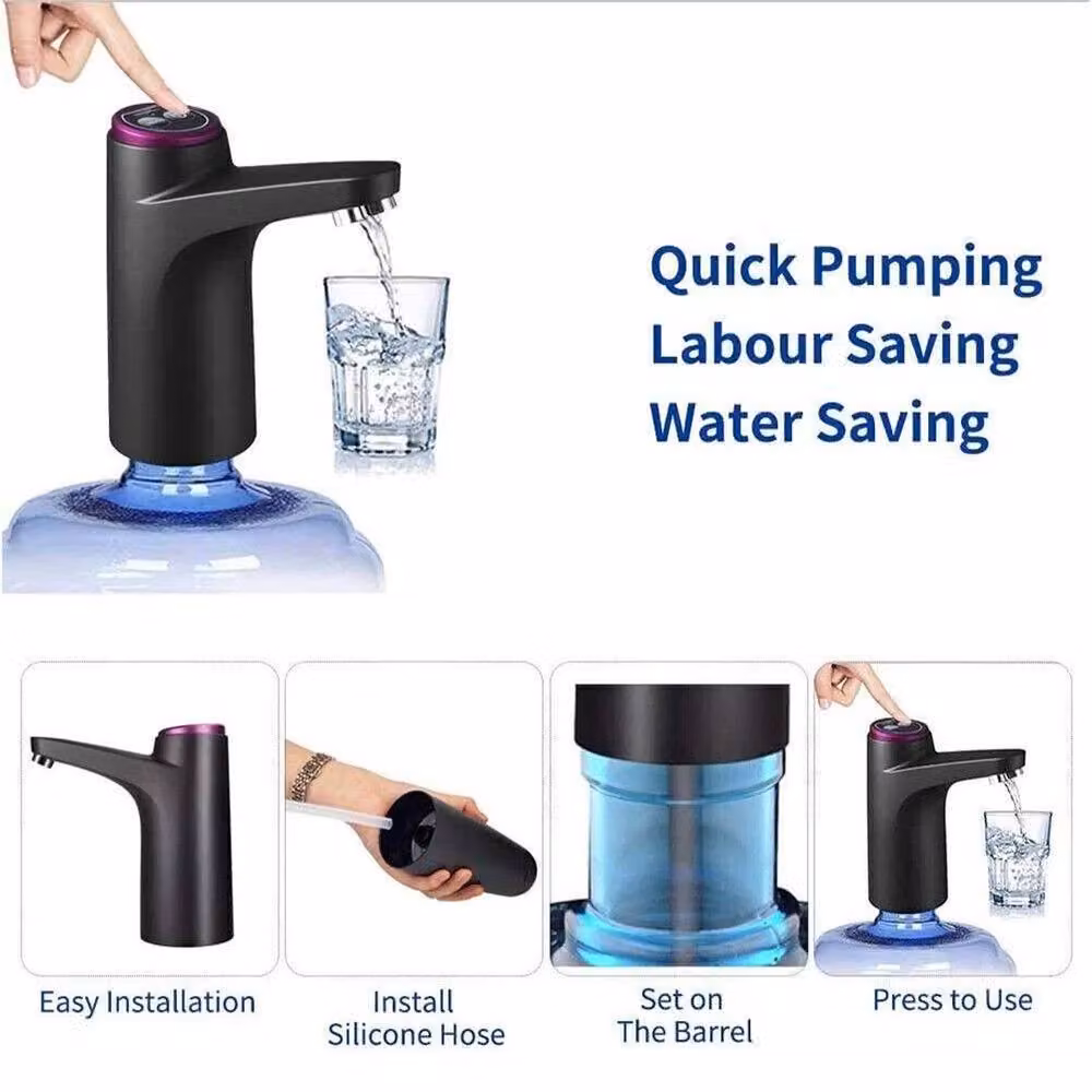 NESTLUNE Electric Water Bottle Pump, USB Rechargeable Automatic, Black – 6