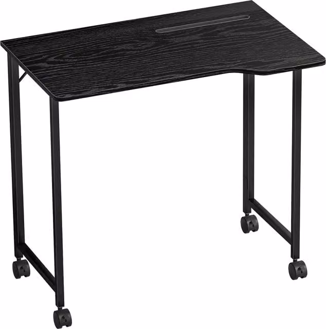 HOMCOM Modern Folding Writing Desk with Castors, Black Wood Effect, H 75 x W 80 x D 60 cm