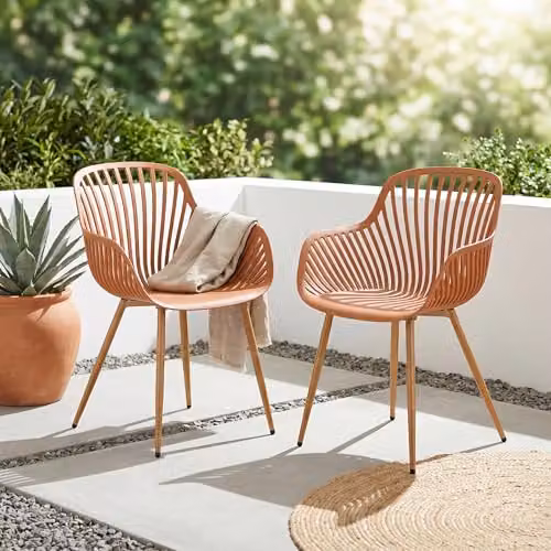 Core Products 3-Piece Bistro Garden Set with Round Metal Table and Two Sunray Armchairs – 3