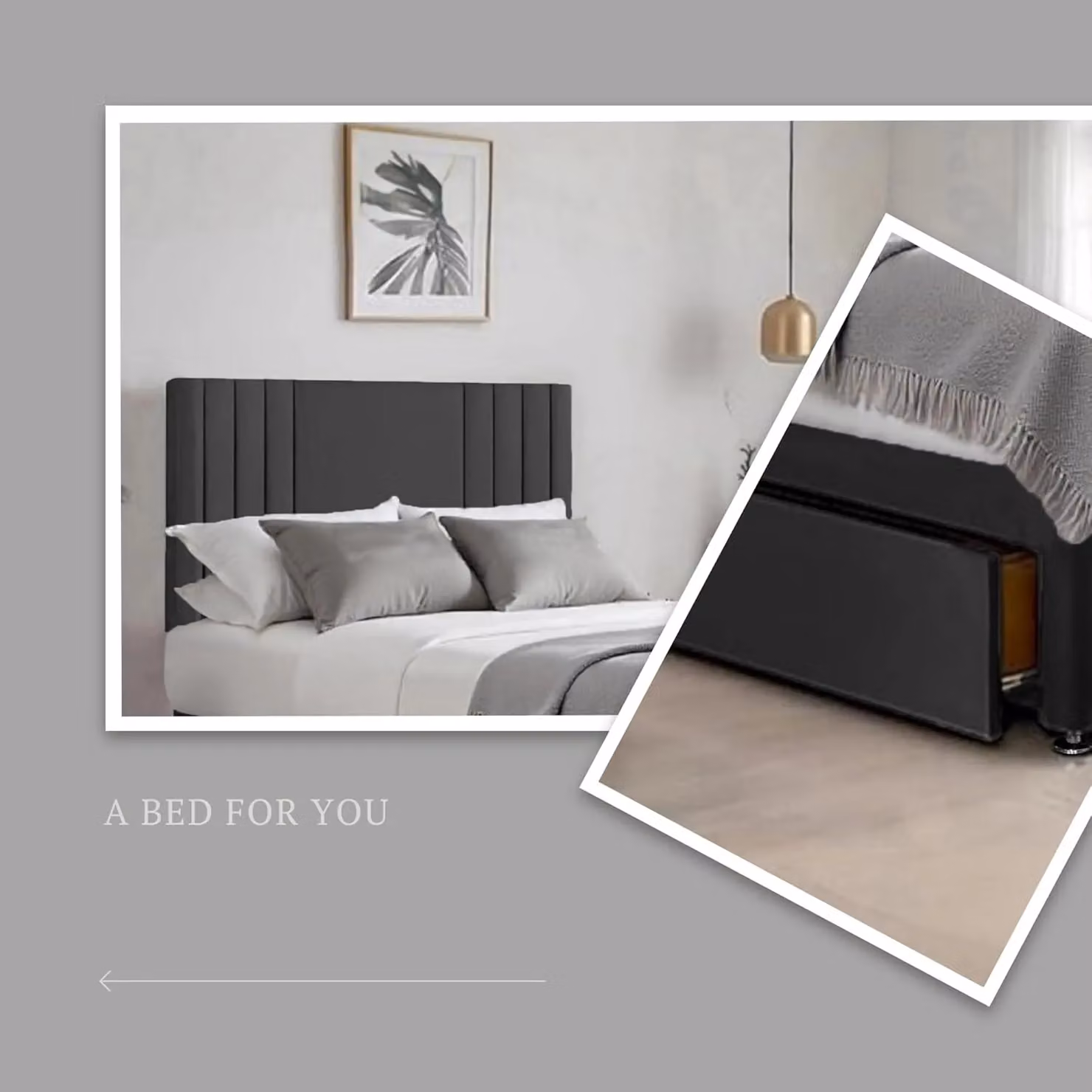 Bed Time UK Plush Sawana Super King Bed with 20 inch Headboard, Memory Foam Hybrid Mattress and 2 Drawers in Black, W/D/H: 200 x 200 cm – 2