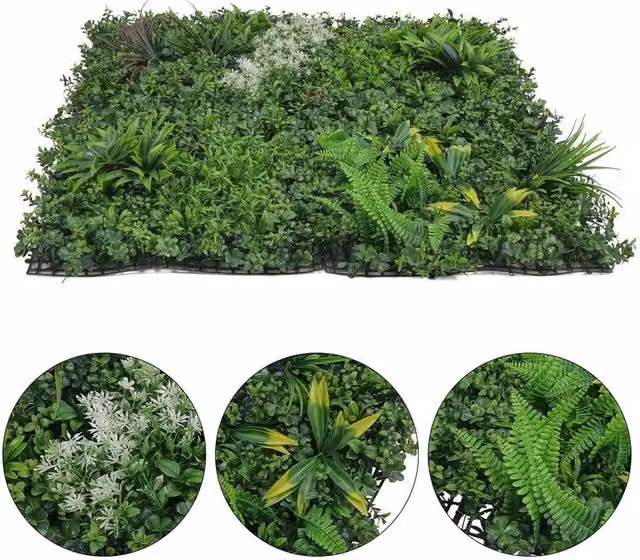 KORVIXA Large Artificial Floral Wall Panels in Green, W/H: 100 x 100 cm – 1