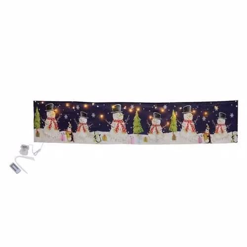 Gainsborough Blue Light-Up Snowman Balcony Cover with 50 Warm White LEDs, W: 300 cm – 2