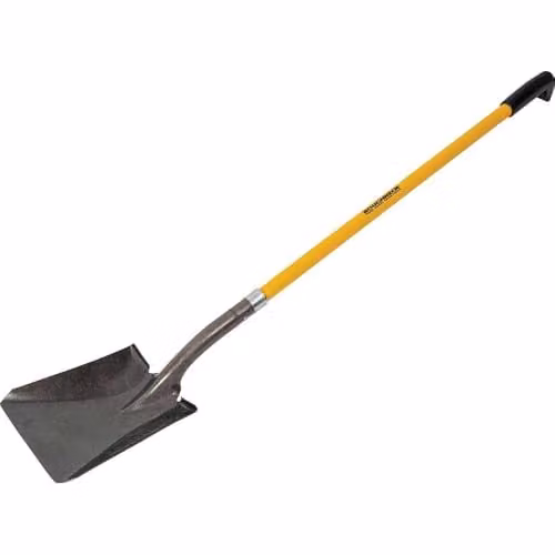 Roughneck Yellow Long Handled Square Shovel with Steel and Fibreglass Construction
