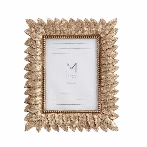 Madison & Mayfair Art Deco Style Gold Metal Photo Frame, Rectangular, 5x7 inch