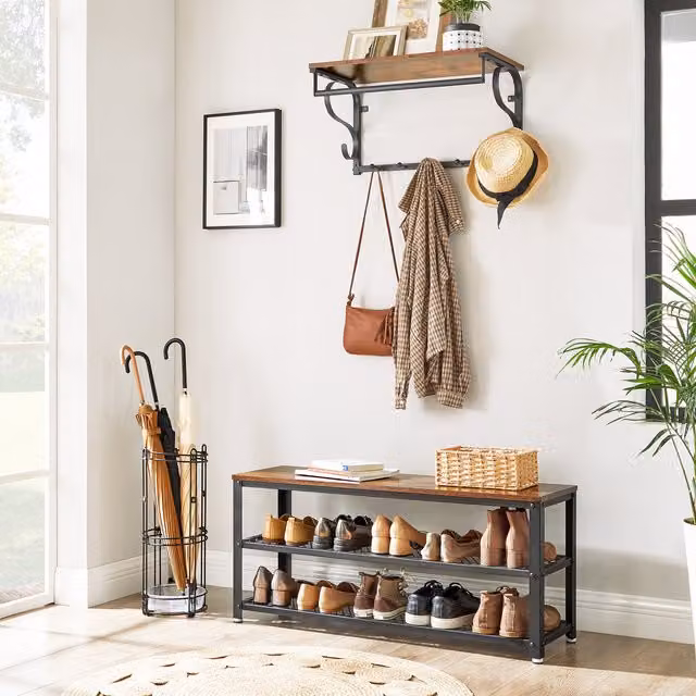 VASAGLE Shoe Rack Organiser with 2 Shelves, Bronze