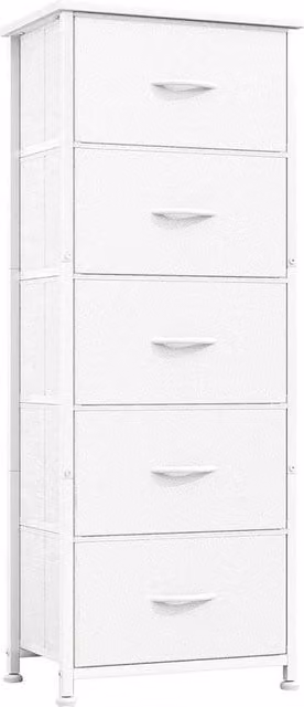 FORGEVIO 5 Drawer Tall Chest of Drawers, White, W/D/H: 42 x 30 x 115 cm