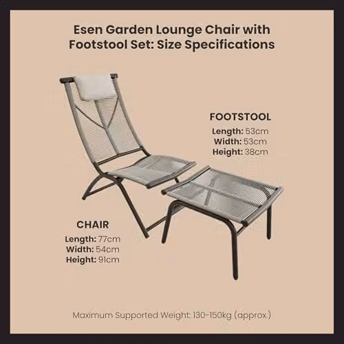 Solace+Co Esen Rattan Garden Lounge Chair and Footstool Set in Brown and Beige – 5