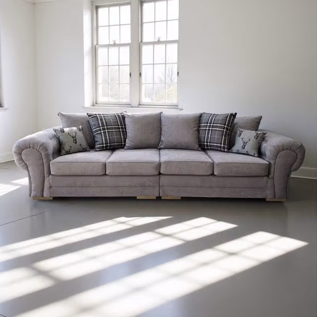 Abakus Direct Verona 4 Seater Linen Upholstered Sofa in Grey – 1