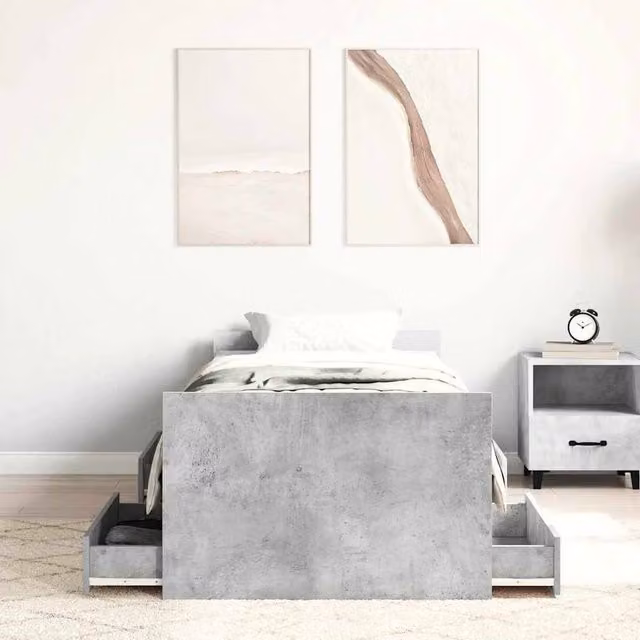 Berkfield Home Durable Bed Frame with Headboard and Footboard in Grey, Small Single, W/D/H: 80 x 190 cm