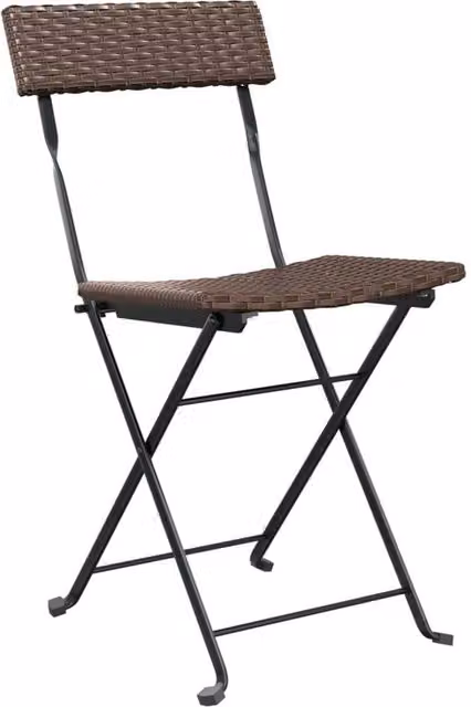 Berkfield Home Beautiful Folding Bistro Chairs, Set of 2, Brown Poly Rattan and Steel