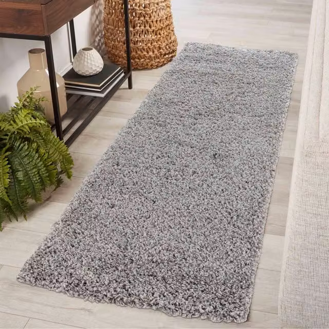 Desire Rugs Plain Grey Shaggy Area Rug, W/D: 60 x 220 cm