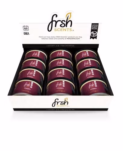 FRSH Scents FR007 Black Cherry Scented Organic Tin Air Freshener, Pack of 12, 42g