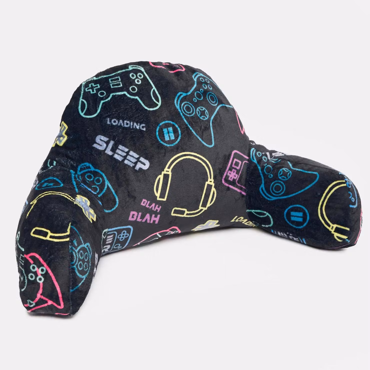 OHS Kids Gaming Cushion Bed Pillow with Contoured Wedge Support and Fleece Arms in Black – 3