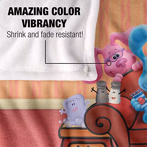 LOGOVISION Blue's Clues Character Group Super Soft Fleece Throw Blanket, Blue and White, W/D/H: 152 x 127 cm – 2