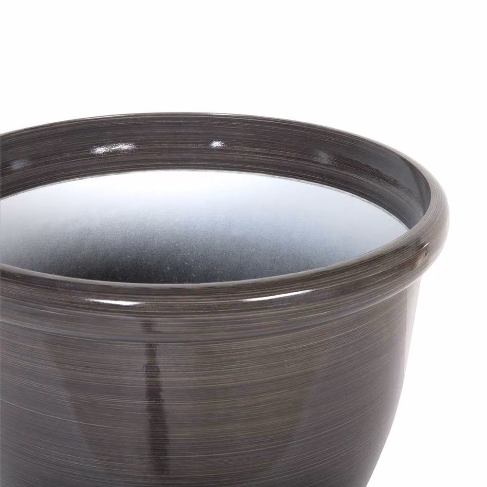 Wyld and Coco Brown Round Stone Polyresin High Gloss Planter Tub, Diameter: 49 cm – 3