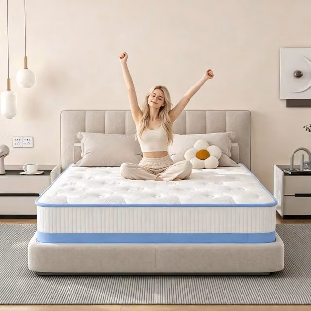 Rolipo Double Hybrid Mattress with Dual Firmness and Temperature Regulation in White, Height: 25 cm