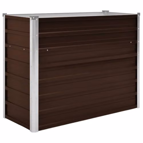 vidaXL Brown Galvanised Steel Garden Raised Bed W: 100 cm, D: 40 cm, H: 77 cm – 1