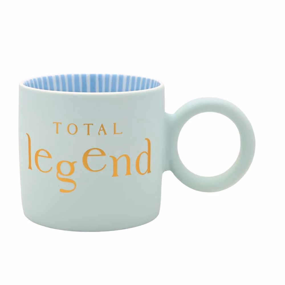 Confetti Total Legend Striped Mug in Light Blue and Gold – 2