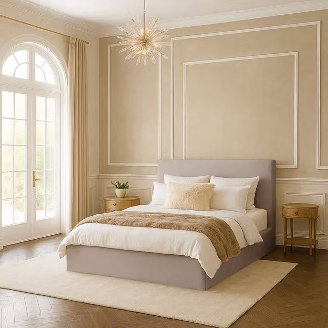 Desire Deco Modern Plain Upholstered Bed Frame in Silver, W/D/H: 90 x 190 cm