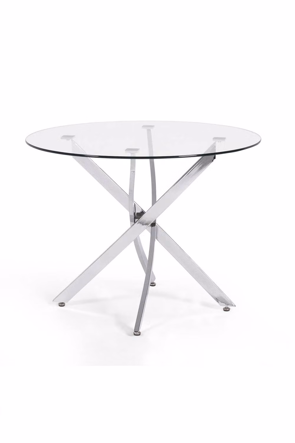 Julian Bowen Anderson Round Glass Top Dining Table in Silver and Transparent, Diameter: 100 cm, Height: 75 cm – 3
