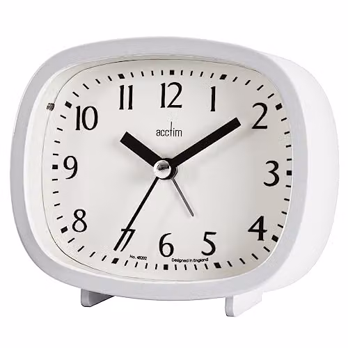 Acctim Hilda Retro Analogue Alarm Clock with Backlight and Snooze Function, White