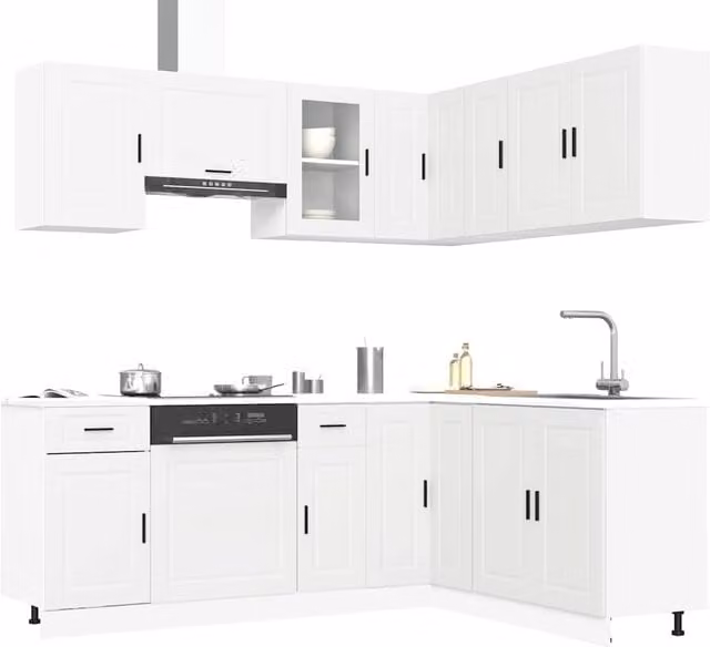 Berkfield Home Porto 11 Piece Modern Kitchen Cabinet Set in White Matt Engineered Wood