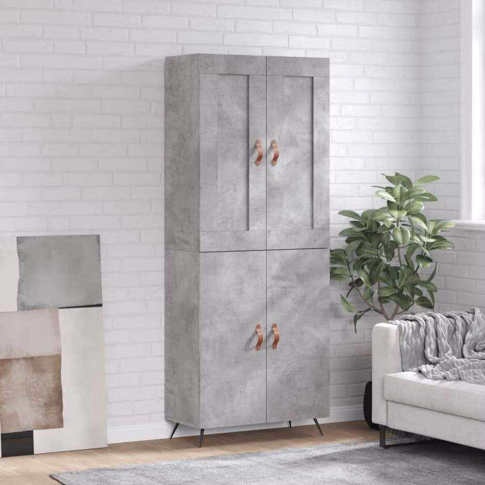 Berkfield Home Highboard in Concrete Grey, W/D/H: 69.5 x 34 x 180 cm – 2