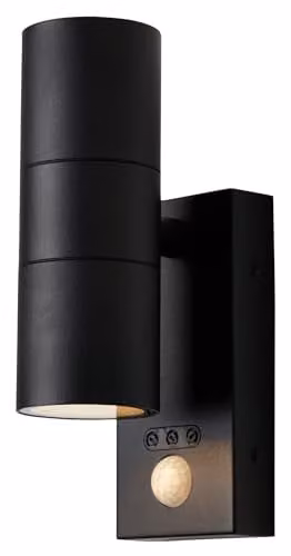 ZINK Leto Double Spot Light Black IP65 Floodlight with PIR Motion Sensor