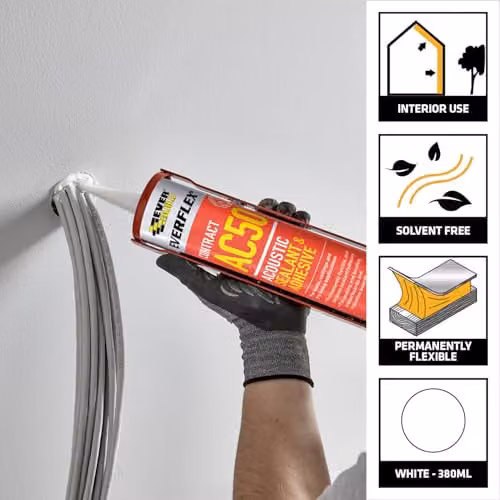 Everbuild Everflex AC50 Contract Acoustic Sealant and Adhesive, White, 380 ml – 2