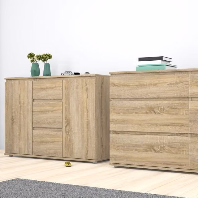Furniture To Go Nova 3-Drawer 2-Door Sideboard in Oak Brown