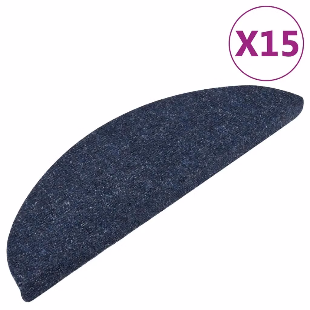 Berkfield Home Self-adhesive Non-slip Stair Mats, 15 Pieces, Blue, W: 56 cm, D: 17 cm, H: 3 cm – 2