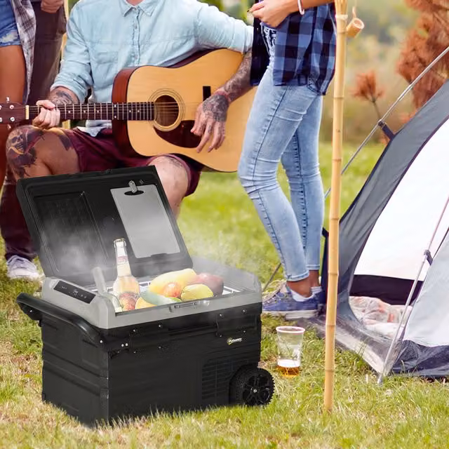 Outsunny Portable Car Refrigerator in Grey and Black