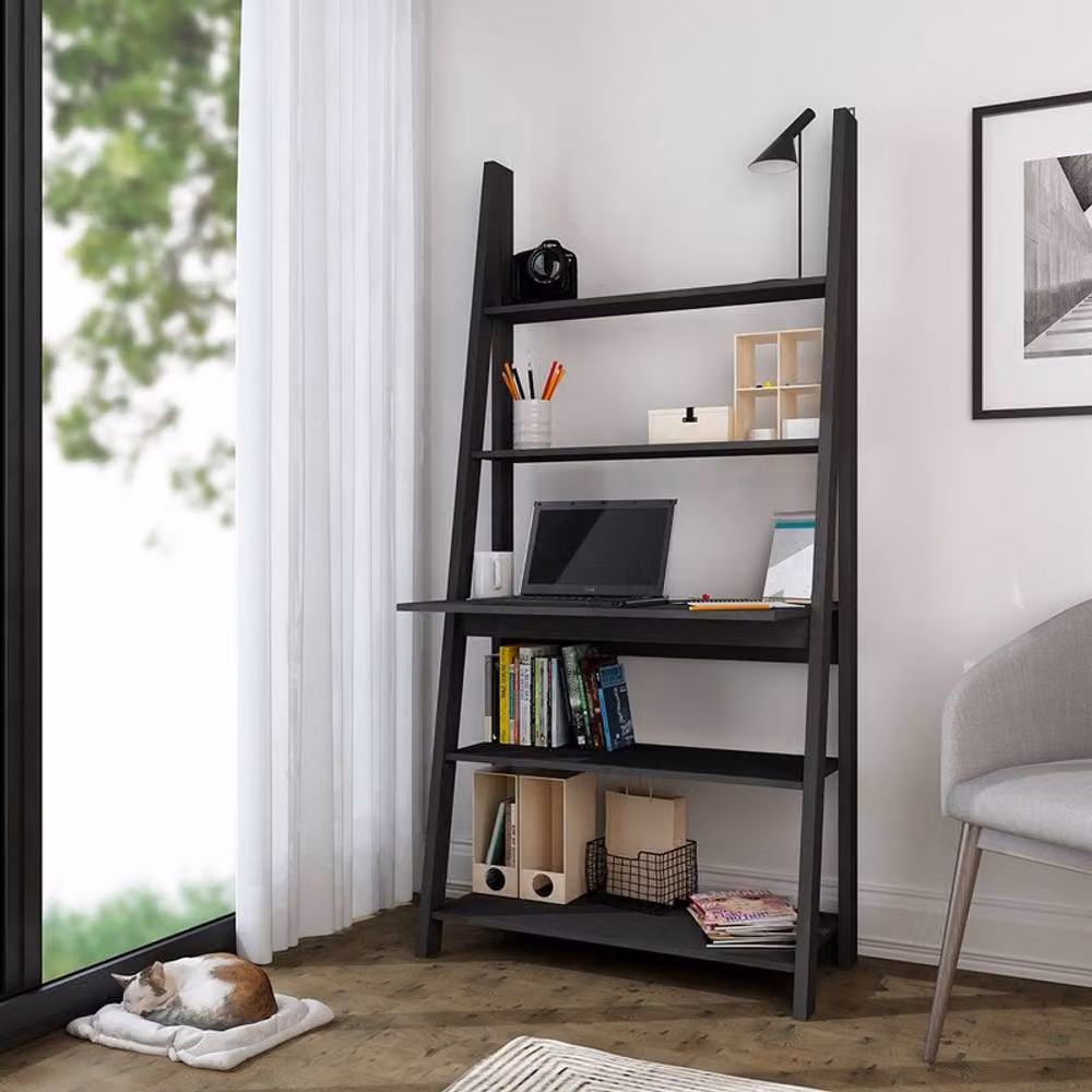 Lemon Pavilion Furniture Tiva Ladder Writing Desk in Black, W: 84 cm, D: 50 cm, H: 175.4 cm – 2