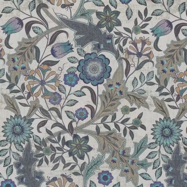 Linda Barker Home Agra Printed Blue and Multicolour Cotton Fabric