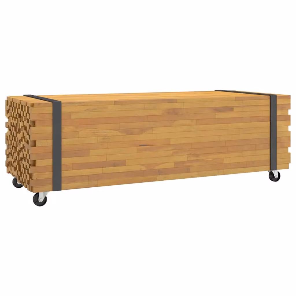 Berkfield Home Solid Teak Wood Coffee Table in Brown, W/D/H: 110 x 45 x 35 cm – 2