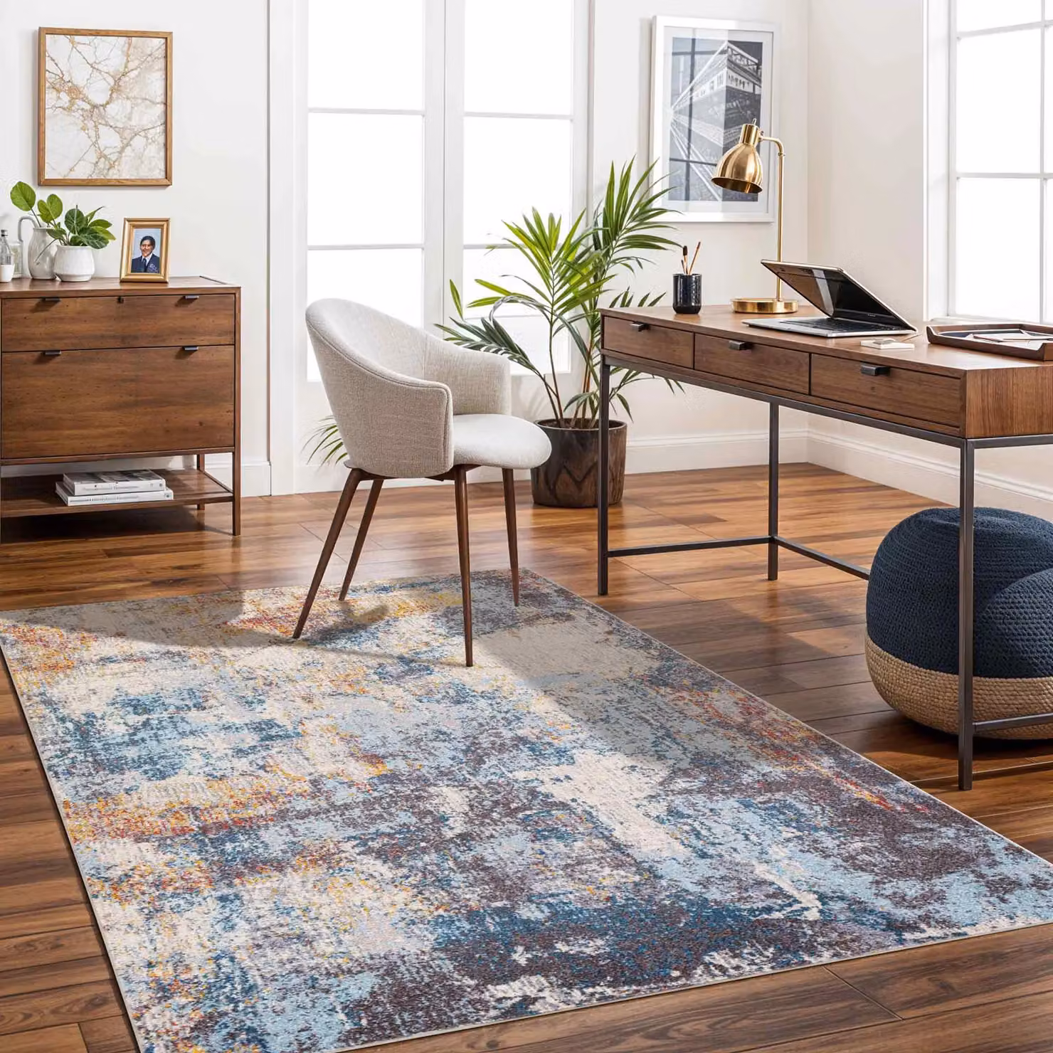 Livabliss Ankara Abstract Modern Marble Rug in Grey and Blue, W: 120 cm, D: 170 cm – 3