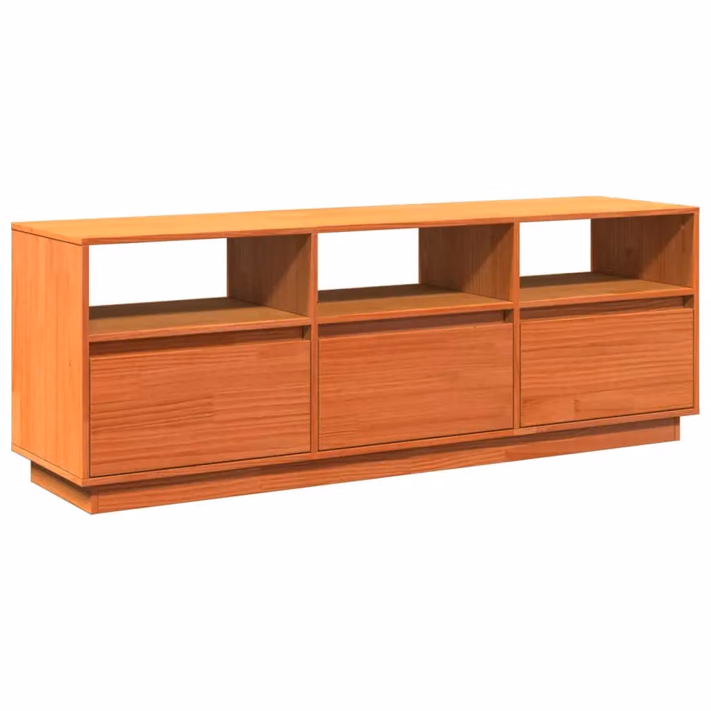 Berkfield Home Rustic Waxed Brown Solid Pine TV Cabinet W/D/H: 140 x 37 x 50 cm – 2