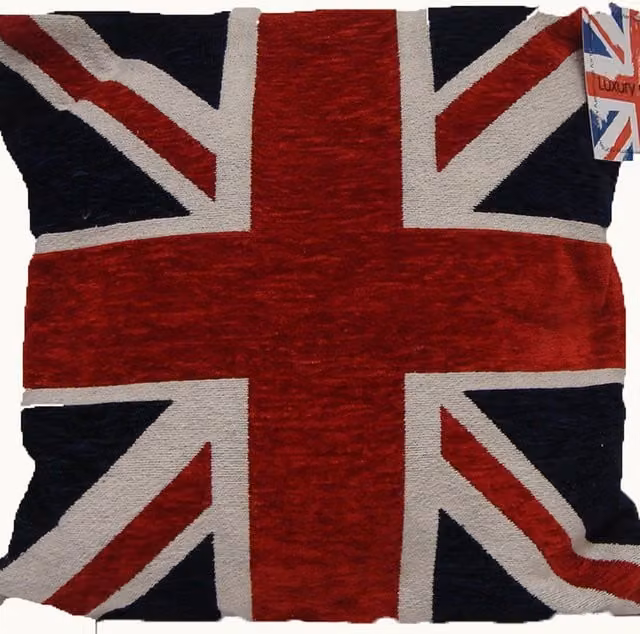Rapport Home Union Jack Chenille Cushion Cover in Blue and Red, 45 x 45 cm