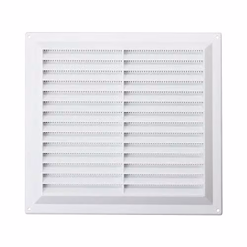Map White Plastic Louvre Air Vent with Flyscreen and Triple Brick Grille Cover for Interior and Exterior Use, W/D/H: 22.9 x 22.3 x 2.3 cm – 1
