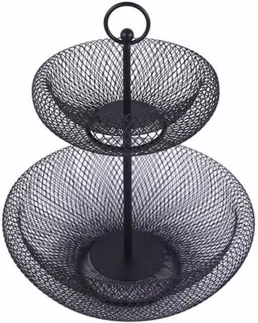 Havendro 2 Tier Metal Fruit Basket Holder and Storage Rack in Black – 1