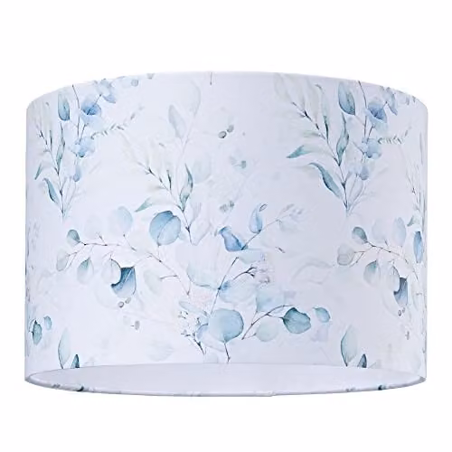 Happy Homewares Contemporary Floral Watercolour Cylinder Lampshade in Teal, Blue and Green – 1