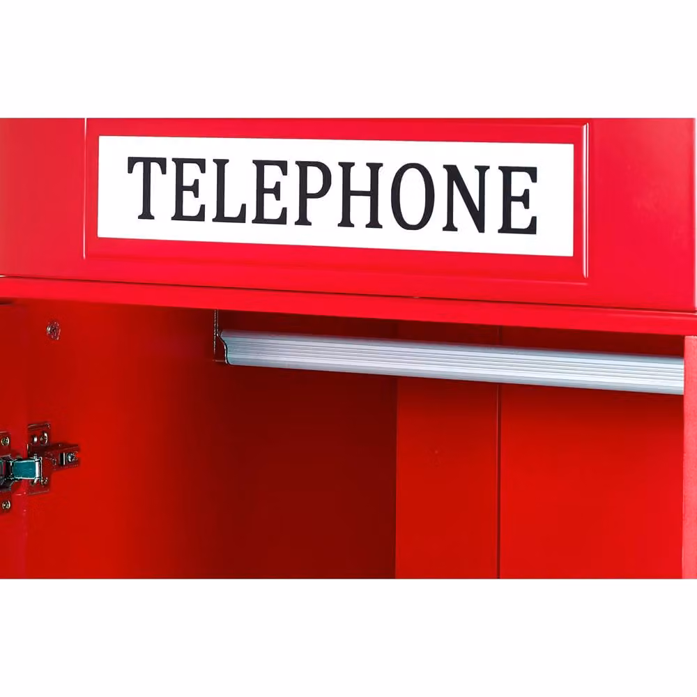 Cheshire Premium Heritage Telephone Box Wardrobe in Red with Glass Doors and Full Hanging Space, H 190.0 cm x W 65.0 cm – 4